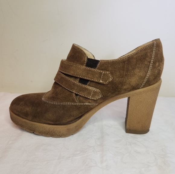 Italian Suede Leather Platform Heels - Picture 4 of 13